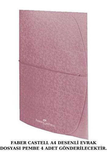Faber Castell A4 Desenli Evrak Dosyası Pembe – 4 Adet