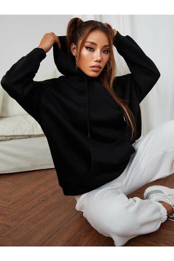 Mythologie Μαύρο φούτερ Unisex με στάμπα πεταλούδας oversize