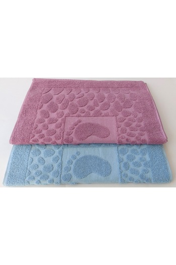 EMİLLİE AYAK İZLİ TAŞ JAKARLI HAVLU PASPAS 2 Lİ SET (50X70CM)