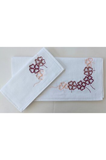EMİLLİE Cut-Out Embroidered Velvet Anali Girl Towel Set (30X50Cm - 50X90Cm Set)