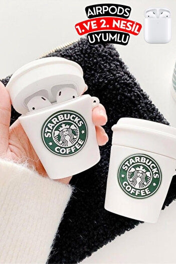 EWEC 1.And 2nd Generation Compatible Shock Absorbing and Protective Silicone Headphone Case with Coffee Cup Figure