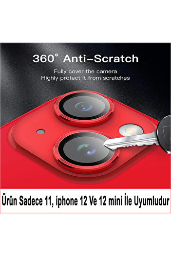 Merwish Apple iPhone 11/12/12 Mini - Jewelled Camera Lens, Protective Eyepiece Lens, Silver