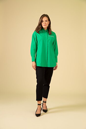 DeFacto Relax Fit Shirt Collar Poplin Long Sleeve 100% Cotton Tunic