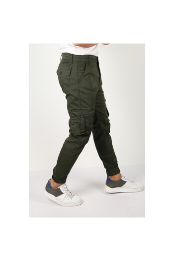 Tarz Cool Ανδρικό Khaki Slim Fit Cargo Pocket Lycra Παντελόνι
