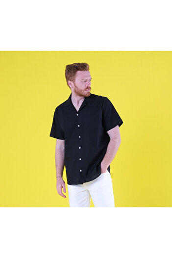 SÖR BÜLEND Black Linen Shirt Plus Size