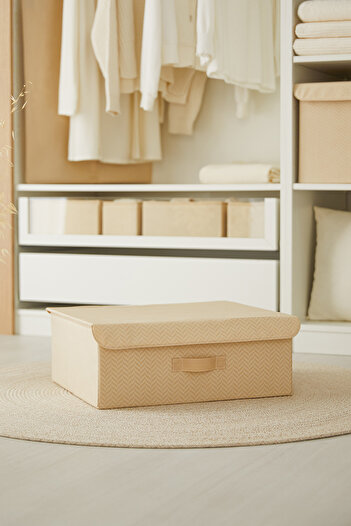 Ocean Home Textile Beige Covered In-Cabinet Laundry Toy Organizer Folding Storage Box Storage Bag 48x40x19