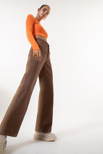 DeFacto Long Length Gabardine Trousers with Flared Leg Pockets