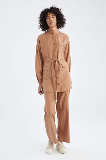 DeFacto Regular Fit Soft Textured Wide Leg Trousers