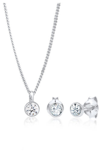 ELLI Schmuckset Basic Elegant Kristalle 925 Silber