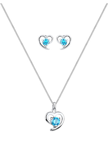 ELLI Schmuckset Herz Zirkonya 925 Ayar Gümüş