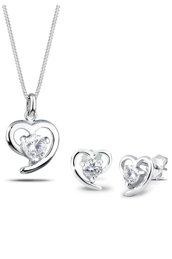 ELLI Schmuckset Herz Zirkonia 925 Sterling Silber