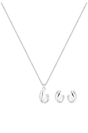 ELLI Schmuckset Diamant Süßwasserperlen 925 Ayar Gümüş
