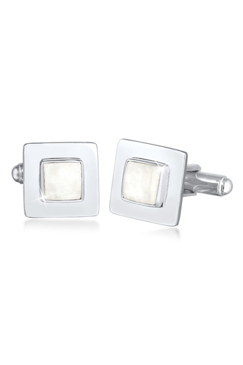 KUZZOI Manschettenknopf Mondstein Quadrat Flach Elegant 925 Silber