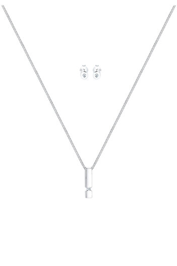 ELLI Schmuckset Geo Anhänger Solitär Diamant (0,09 ct.) 925 Silber