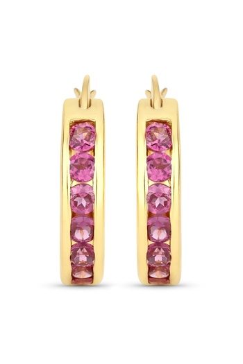 Rafaela Donata Edelsteincreolen Creolen Sterling Silber gelbvergoldet Rhodolith rosa-rot