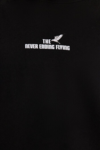 Trendyol Collection Φούτερ Animal Printed Black Fleece - Oversize Cotton, TMNAW24sw00136