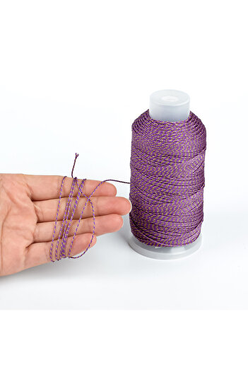 yfhobi 10 Metre - 0.80 mm YALDIZLI MOR ÖRGÜ PARAŞÜT İPİ, YALDIZLI BİLEKLİK İPİ, TAKI İPİ, Ö-2