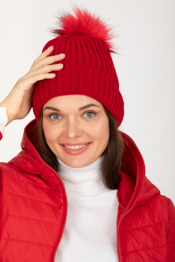 Eke Tekstil Red Women's Pompom Knitwear Beret