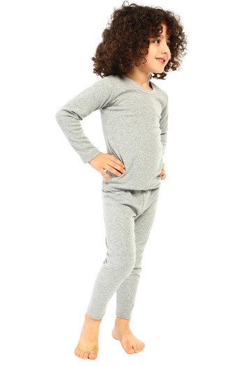 TOLIN Boy's Gray Melange Cotton Thermal Underwear Set - Flexible 8390