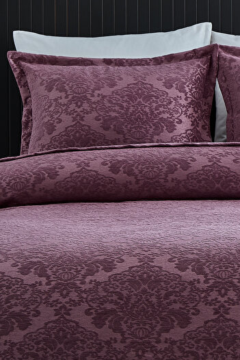 Evlen Home Collection Pera Double Bedspread Set Pique Set Chenille 100% Cotton Washable Plum Lilac