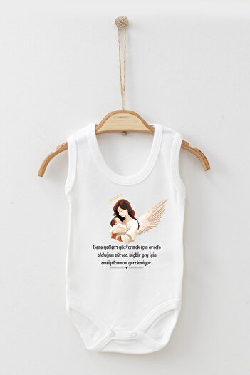 ADABEBEK 100% Cotton Organic My Mother Is an Angel Badi Baby Bodysuit with Straps