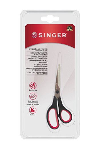 SİNGER Black And Red Handle Scissors (s-218-8")