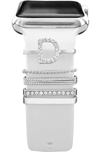 mimtec Apple Watch Uyumlu Harfli Charm Aksesuar Tüm Seriye Uyumlu Akıllı Saay Charm D