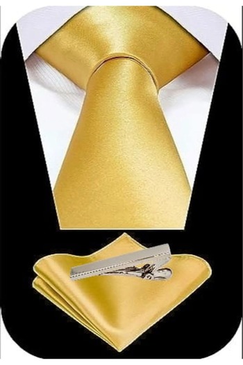 Trenderrs Men's Satin Tie Handkerchief And Silver Steel Tie Clip Set