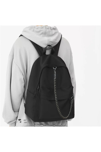 Köstebek Plain Black Chain School Backpack