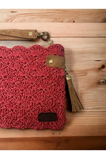 Nuggita Women's Handmade Cardinal Red Color Clutch Portfolio Bag