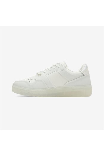 Tommy Hilfiger Erkek Marka Logolu Bağcıklı Kaydırmaz Tabanlı Günlük Beyaz Sneaker EM0EM01212-YBI