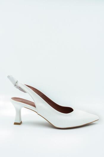 Modabuymus Παπούτσια Stiletto με χαμηλό τακούνι με λευκό φιόγκο στην πλάτη - Minipony