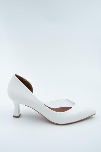 Modabuymus Oslo White Short Goblet Heeled Stiletto Heeled Shoes