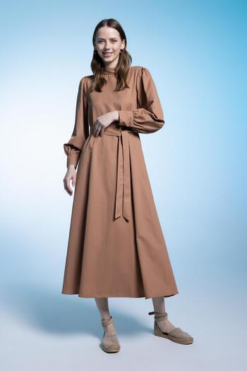 DeFacto A-Line Half Turtleneck Poplin Long Sleeve Dress