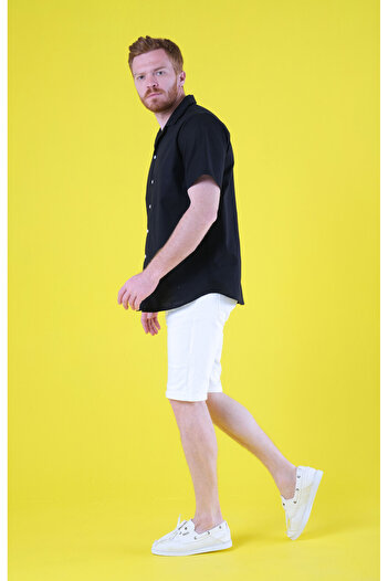 SÖR BÜLEND Black Linen Shirt Plus Size