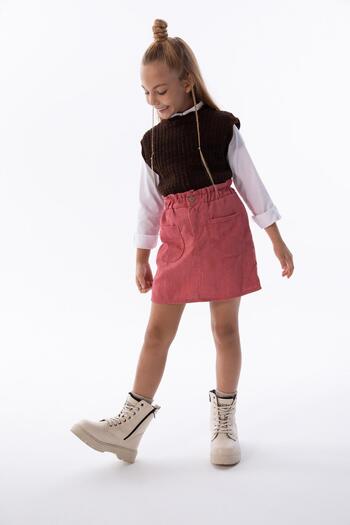 DeFacto Girl's Paperbag Velvet Skirt