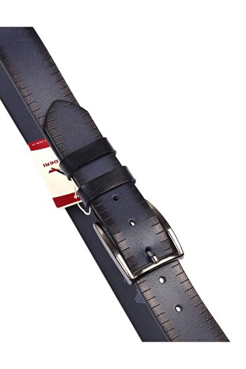 Aka Navy Blue Sports Leather Belt - Sk0014