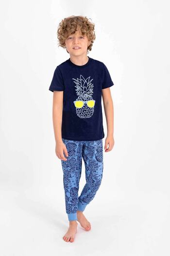 ROLY POLY Молодіжний чоловічий комплект піжами з коротким рукавом Rolypoly Pineapple Navy Blue