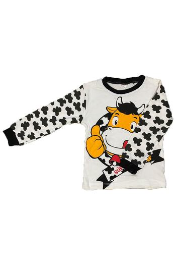 Pink Fashion Set Pijama Copii Imprimate Vaci Si Speckle Bumbac Alb