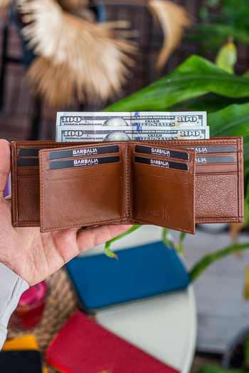 Garbalia Arsenal Genuine Leather RFID Blocking Horizontal Tan Men's Wallet