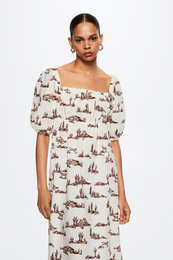 MANGO Woman Ecru Women's Dress 37022882