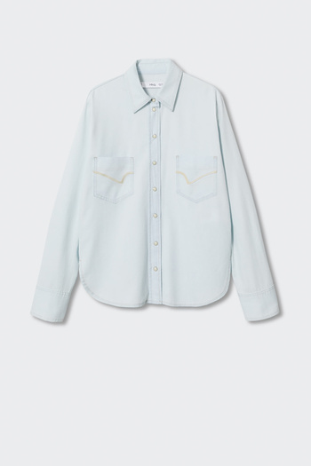 MANGO 37014401 Shirts Bleach Blue
