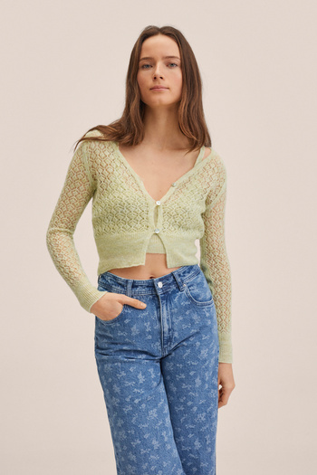 MANGO Woman Žlutý dámský kardigan 27054035