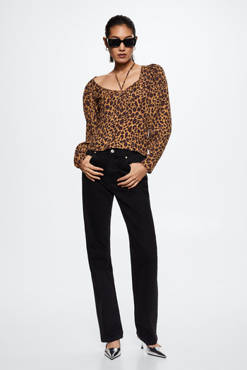 MANGO Woman Animal Print Blouse