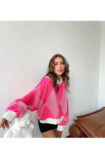 Ugdelia Pulover de damă oversize cu model