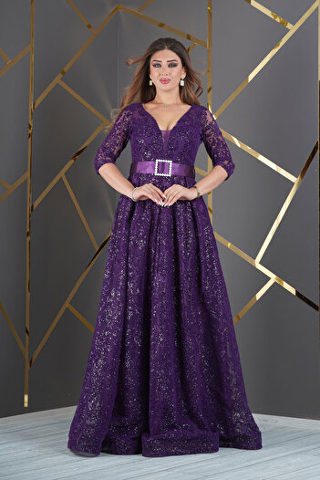 Matik Abiyem Βραδινό φόρεμα με στάμπα Glittery Flock Special Design