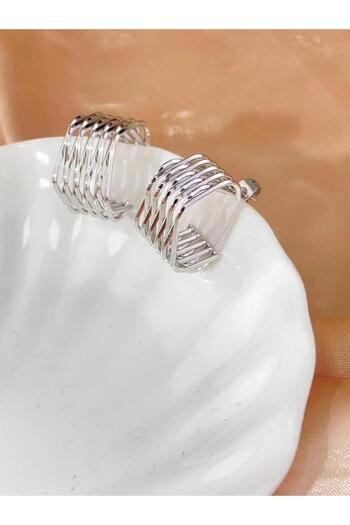 Welch ??????????????Welch Steel Half Hoop Square Earrings