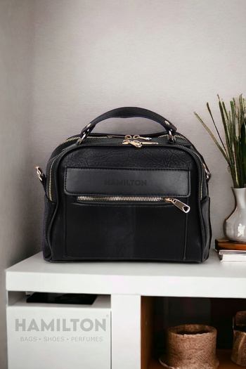 HAMILTON Original Women's Crossbody and Handbag with Adjustable Strap Leather Textured Three-Eye Large Stylish Shoulder and Hand Bag