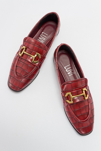 LuviShoes JETLA Claret Red Printed Women's Loafer