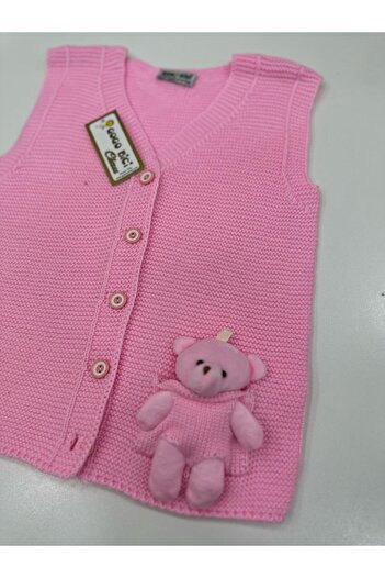 gogo bici Girl's Knitwear Vest with Teddy Bear